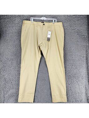 Jachs Pants Mens 40x32 Yellow Stretch Mid Rise Slim Fit Tapered Leg *NWT*